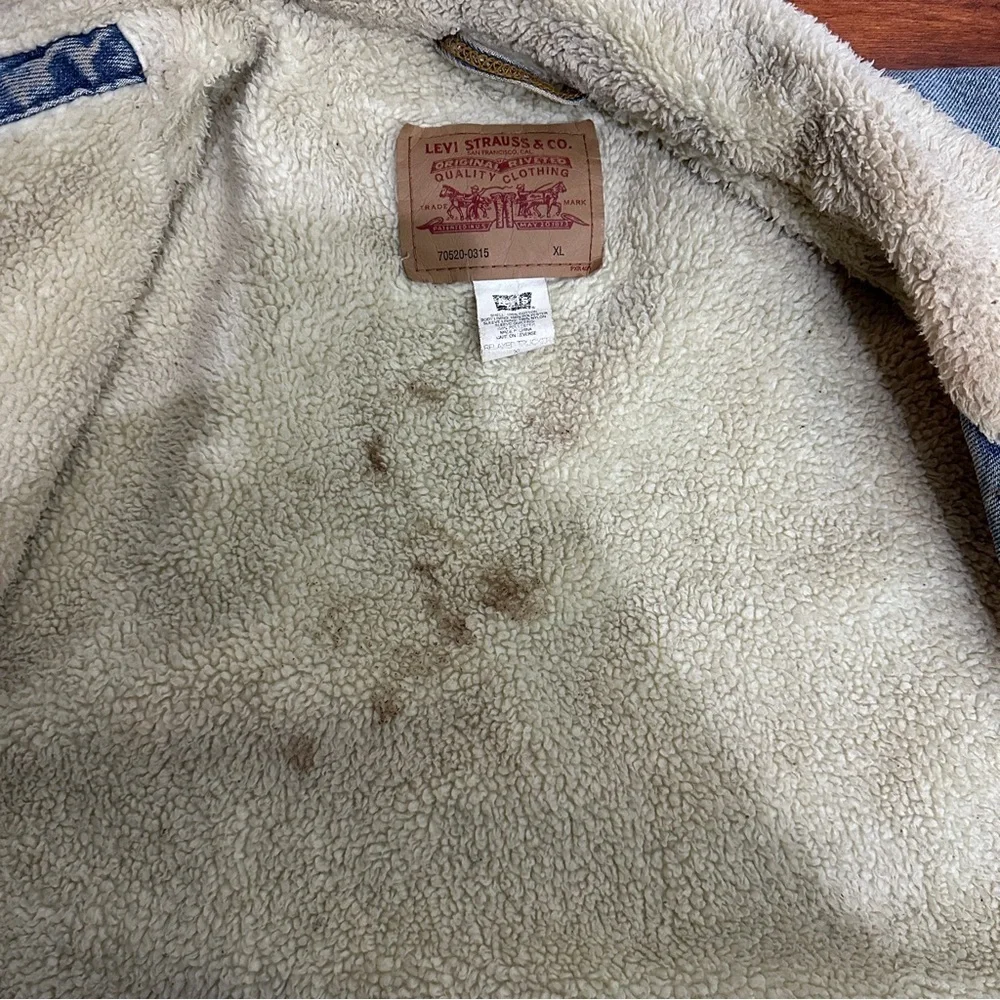 Levis Denim Sherpa Jean Jacket Relaxed Trucker Coat Vintage Size XL